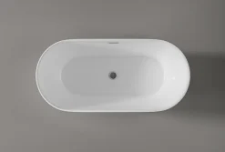 Bernstein Baignoire îlot Acrylique Ovale Moderne Salle de Bain avec Bonde- Blanc, 160x75x59cm, Garantie 5 ans, Bords épais, JAZZ PLUS 2.0* Baignoire Îlot