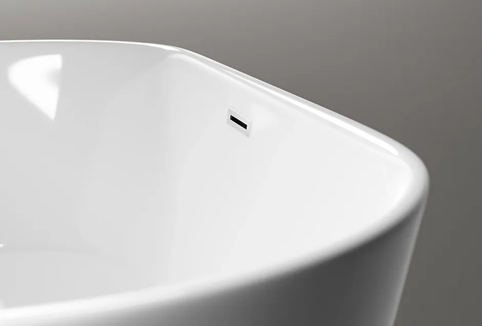 Bernstein Baignoire îlot Acrylique Ovale Moderne Salle de Bain avec Bonde- Blanc, 160x75x59cm, Garantie 5 ans, Bords épais, JAZZ PLUS 2.0* Baignoire Îlot