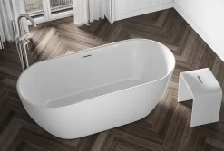 Bernstein Baignoire îlot Acrylique ovale 180x80x59cm Blanc brillant + Bonde et trop plein - JAZZ PLUS 2.0