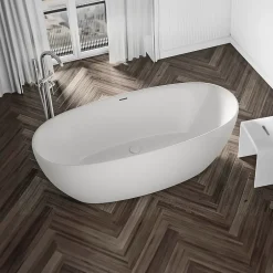 Bernstein Baignoire îlot Acrylique ovale 180x80x58cm Blanc mat + Bonde et trop plein - BELAQUA