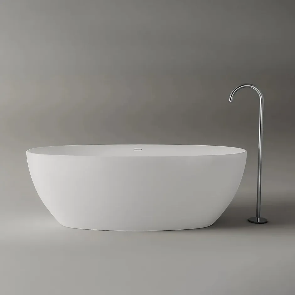 Bernstein Baignoire îlot Acrylique ovale 180x80x58cm Blanc mat + Bonde et trop plein - BELAQUA