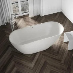 Bernstein Baignoire îlot Acrylique ovale design 180x80x58cm Blanc mat + Bonde et trop plein - ROMA 2.0* Baignoire Îlot