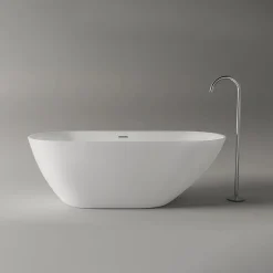 Bernstein Baignoire îlot Acrylique ovale design 180x80x58cm Blanc mat + Bonde et trop plein - ROMA 2.0* Baignoire Îlot