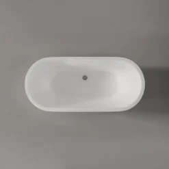Bernstein Baignoire îlot Acrylique ovale 180x75x58cm Blanc mat + Bonde et trop plein - ROMA PLUS 2.0