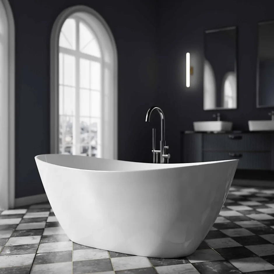 Bernstein Baignoire îlot Acrylique ovale 180x80x69cm + Bonde et trop plein - Blanc brillant - BELLAGIO 2.0