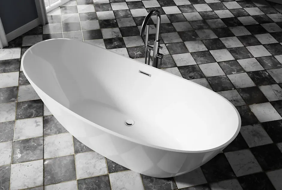 Bernstein Baignoire îlot Acrylique ovale 180x80x69cm + Bonde et trop plein - Blanc brillant - BELLAGIO 2.0