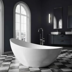 Bernstein Baignoire îlot acrylique ovale design 184x79x77cm Blanc mat + Bonde et trop plein - VICE 2.0