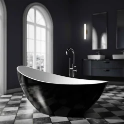 Bernstein Baignoire îlot acrylique ovale design 184x79x77cm Blanc mat + Bonde et trop plein - VICE 2.0