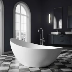 Bernstein Baignoire îlot acrylique ovale design 184x79x77cm Blanc mat + Bonde et trop plein - VICE 2.0