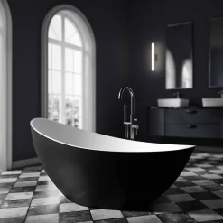 Bernstein Baignoire îlot acrylique ovale design 184x79x77cm Blanc mat + Bonde et trop plein - VICE 2.0