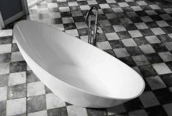 Bernstein Baignoire îlot acrylique ovale design 184x79x77cm Blanc mat + Bonde et trop plein - VICE 2.0