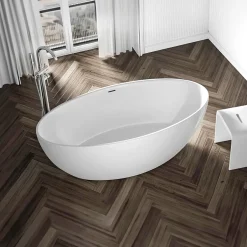 Bernstein Baignoire îlot Acrylique ovale 180x80x60cm Blanc brillant + Bonde et trop plein - TERRA 2.0