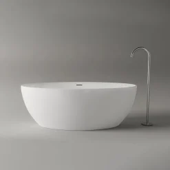 Bernstein Baignoire îlot Acrylique ovale 160x80x60cm Blanc brillant + Bonde et trop plein - TERRA 2.0
