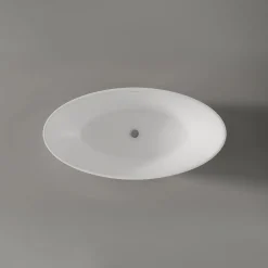 Bernstein Baignoire îlot Acrylique ovale 160x80x60cm Blanc brillant + Bonde et trop plein - TERRA 2.0