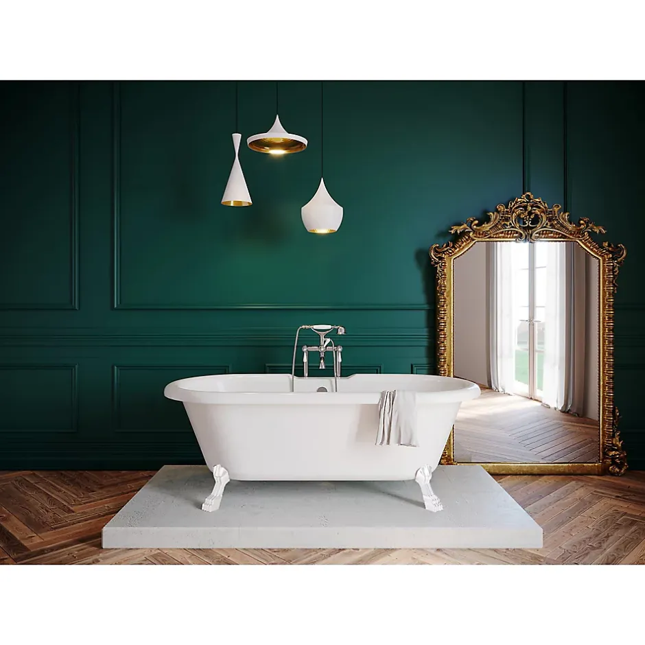 GoodHome Baignoire îlot adossée 170 x 80 cm blanche, Emba* Baignoire Îlot