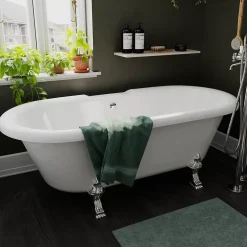 GoodHome Baignoire îlot adossée 170 x 80 cm blanche, Emba* Baignoire Îlot