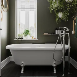 GoodHome Baignoire îlot adossée 170 x 80 cm blanche, Emba* Baignoire Îlot