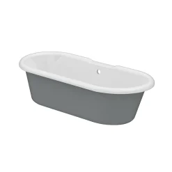 GoodHome Baignoire îlot adossée 170 x 80 cm grise, Emba* Baignoire Îlot