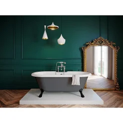 GoodHome Baignoire îlot adossée 170 x 80 cm grise, Emba* Baignoire Îlot