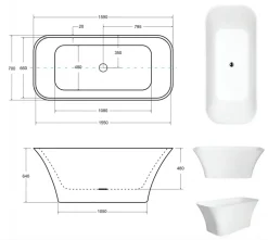 Azura Home Design Baignoire îlot ASSOS 160 x 70 cm* Baignoire Îlot