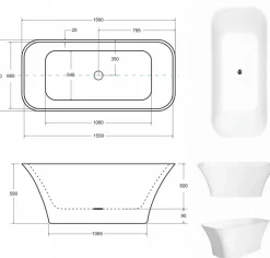 Azura Home Design Baignoire îlot ASSOS S-LINE bicolore 160 x 70 cm* Baignoire Îlot