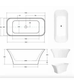 Azura Home Design Baignoire îlot ASSOS S-LINE 160 x 70 cm