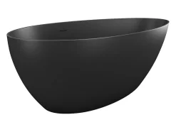 Vente-unique Baignoire îlot asymétrique - 245 L - 160 x 82 x 58 cm - Noir mat - Acrylique - APULIA* Baignoire Îlot