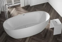 Bernstein Baignoire îlot BELAQUA - Acrylique sanitaire - Blanc brillant - 170x80x58cm - Garantie 5 ans - Sans robinet ni siphon
