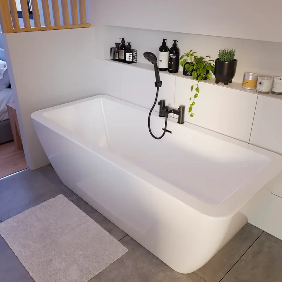 GoodHome Baignoire îlot blanche 170 x 75 cm Merkys