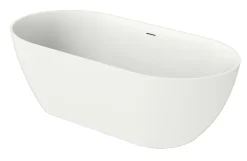 Poalgi Baignoire îlot blanche Solid Surface 168x80x53,5 cm inclus tablette - modèle SHIRO* Baignoire Îlot