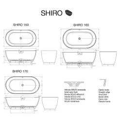 Poalgi Baignoire îlot blanche Solid Surface 168x80x53,5 cm inclus tablette - modèle SHIRO* Baignoire Îlot
