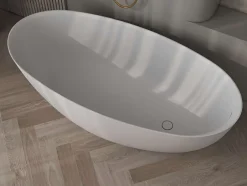 Poalgi Baignoire îlot blanche Solid Surface 170x80x51 cm inclus tablette - modèle MENORCA