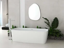 Poalgi Baignoire îlot blanche Solid Surface 170x80x50 cm inclus tablette - modèle KABU