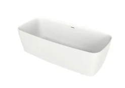 Poalgi Baignoire îlot blanche Solid Surface 170x80x50 cm inclus tablette - modèle KABU