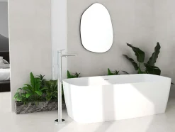 Poalgi Baignoire îlot blanche Solid Surface 170x80x50 cm inclus tablette - modèle KABU
