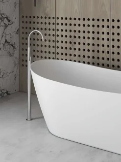 Poalgi Baignoire îlot blanche Solid Surface 180x80x63 cm inclus tablette - modèle CAPRI* Baignoire Îlot