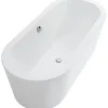 Sanindusa Baignoire îlot blanche 180x80 ovale à poser au sol acrylique très haute densité Freestanding UrbY Plus (avec vidage)* Baignoire Îlot