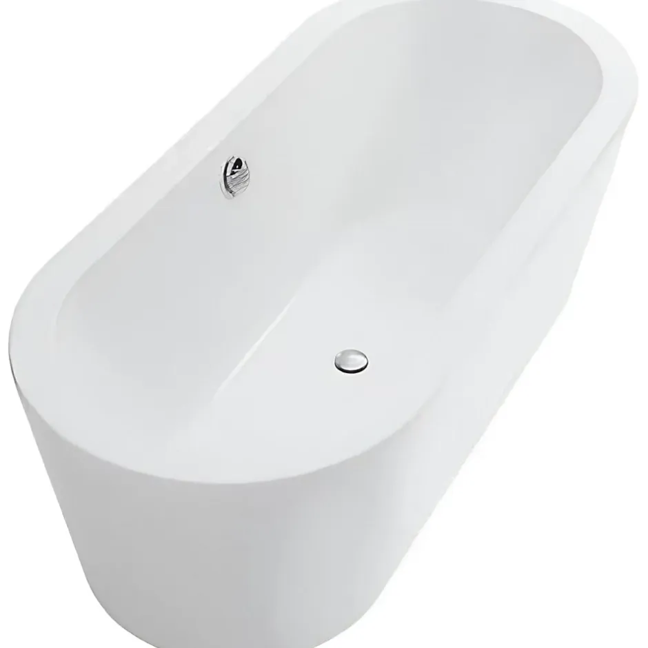 Sanindusa Baignoire îlot blanche 180x80 ovale à poser au sol acrylique très haute densité Freestanding UrbY Plus (avec vidage)* Baignoire Îlot