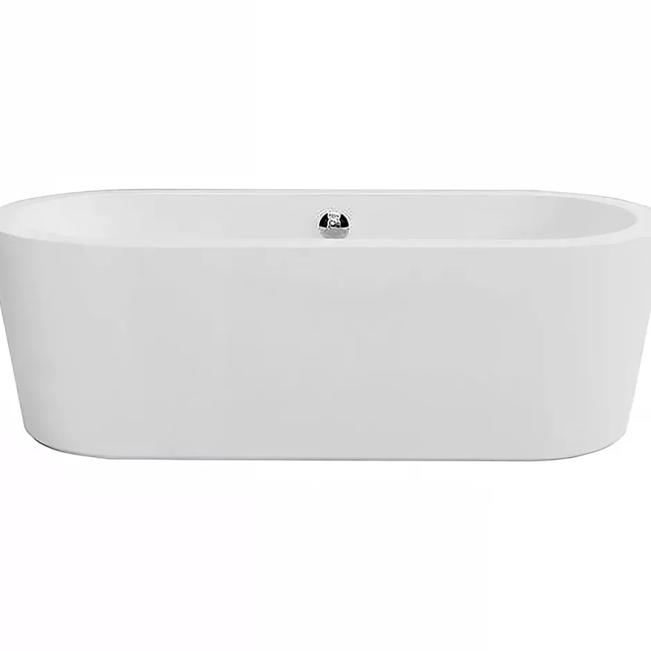 Sanindusa Baignoire îlot blanche 180x80 ovale à poser au sol acrylique très haute densité Freestanding UrbY Plus (avec vidage)* Baignoire Îlot