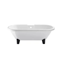 Planète Bain Baignoire îlot Charly blanche rétro + pieds conique noir