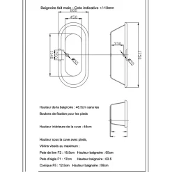 Planète Bain Baignoire îlot Charly blanche rétro + pieds conique chrome* Baignoire Îlot