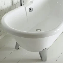 Planète Bain Baignoire îlot Charly blanche rétro + pieds conique chrome* Baignoire Îlot