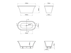 Vente-unique Baignoire îlot design - 193 L - 150 x 75 x 58 cm - Blanche - NOEMIE II* Baignoire Îlot