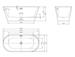 Vente-unique Baignoire îlot design - 201 L - 150 x 70 x 58 cm - Noire - TWIGGY* Baignoire Îlot