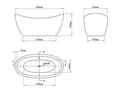Vente-unique Baignoire îlot design blanche - 225L - 170 x 83 x 77cm - ALDA