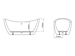 Vente-unique Baignoire îlot design blanche - 225L - 170 x 83 x 77cm - ALDA