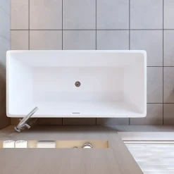 AICA Sanitaire Baignoire îlot design en acrylique - 250L - 150 x 72 x 56cm - Confort ergonomique et élégance moderne - avec Bonde et trop plein* Baignoire Îlot