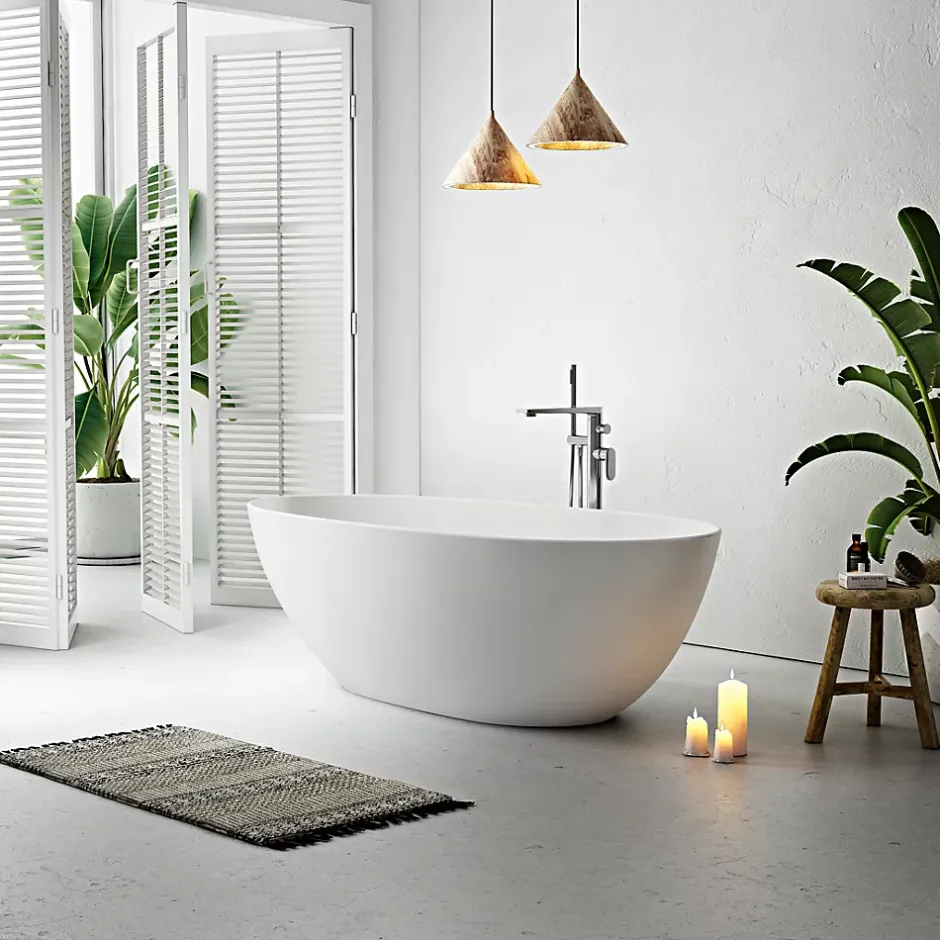 Stano Baignoire îlot design ovale FLORIDA blanche 165 cm Mat