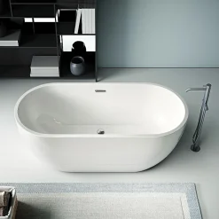 Stano Baignoire îlot design ovale BOSTON blanche 142 cm* Baignoire Îlot