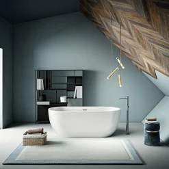 Stano Baignoire îlot design ovale BOSTON blanche 142 cm* Baignoire Îlot